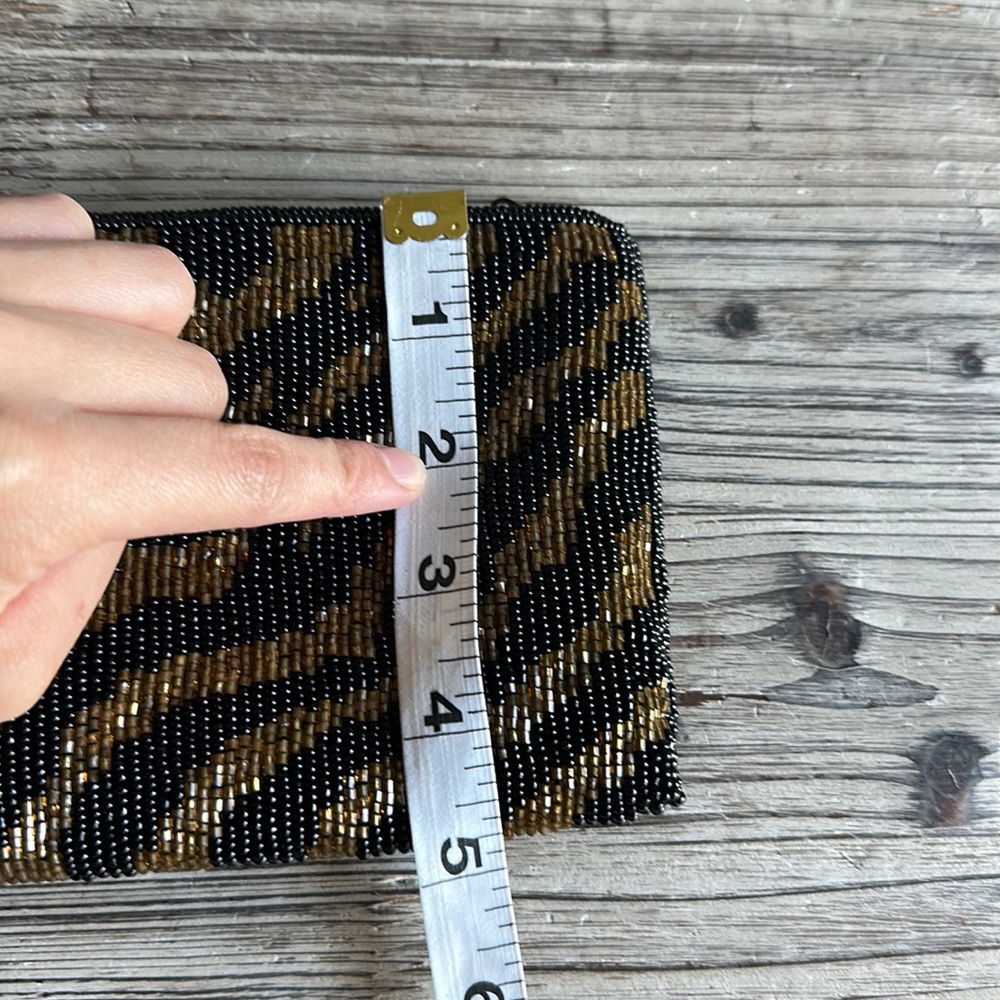 Beaded Wallet Cheetah Print Brown and Black Coin Pouch - Picture 5 of 6